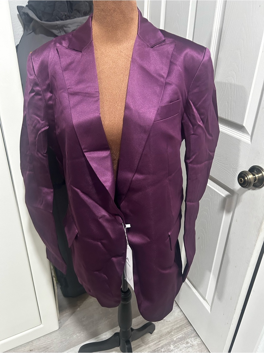 Purple Satin Women's Blazer Jacket and pant set